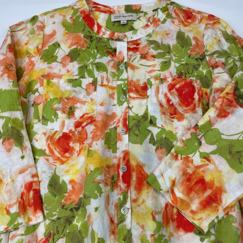 Jones New York Sport Women's Linen Blend Floral Tunic Top Size Large - Picture 12 of 15